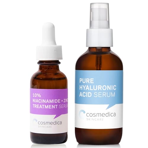 Image 1 of Default Title for the product Cosmedica Skincare Niacinamide + Zinc Treatment Serum with Hyaluronic Acid 1 Oz & Pure Hyaluronic Acid Serum for Skin 4 Oz Bundle