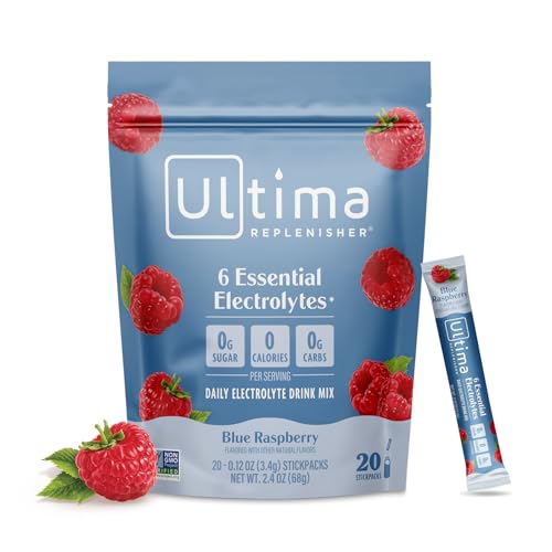 Image 13 of Blue Raspberry / 20 Count (Pack of 1) for the product Ultima Replenisher Electrolyte Packets Variety Pack