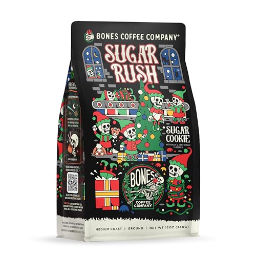 Image 1 of Default Title for the product Bones Coffee Company Sugar Rush Sugar Cookies Flavored Coffee Medium Roast Low Acid Arabica Beans Ground 12 Oz