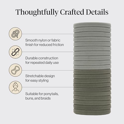 Image 4 of Kitsch Elastic Hair Ties No Damage | Stretchy Hair Bands, 20pcs