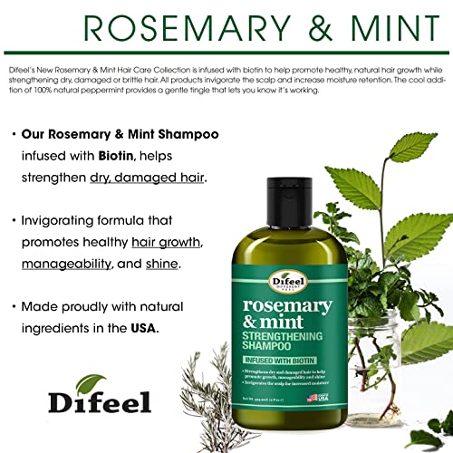 Image 2 of Difeel Rosemary Mint Strengthening Shampoo with Biotin 12 oz.