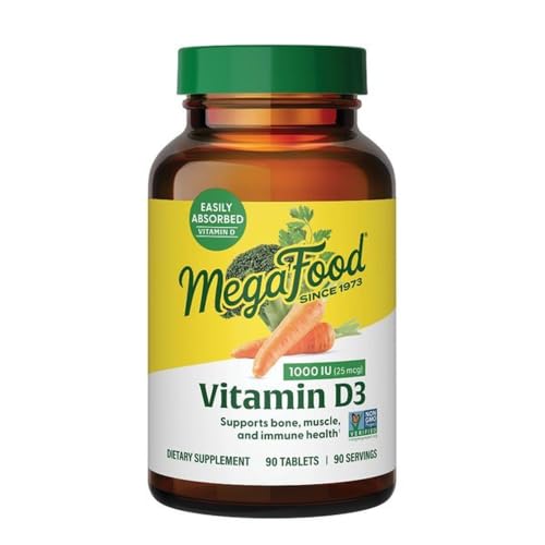 Image 1 of 90 Count (Pack of 1) for the product MegaFood Vitamin D3 1000 IU (25 mcg), Bone & Immune Health, 90 Tablets