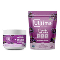 Thumbnail for Image 1 of Default Title for the product Ultima Replenisher Electrolyte Powder Drink Mix Bundle ? Sugar Free ? Grape, 30 Serving Canister and 20 Stickpacks ? 6 Electrolytes and Minerals ? Keto Friendly, Vegan, Non-GMO