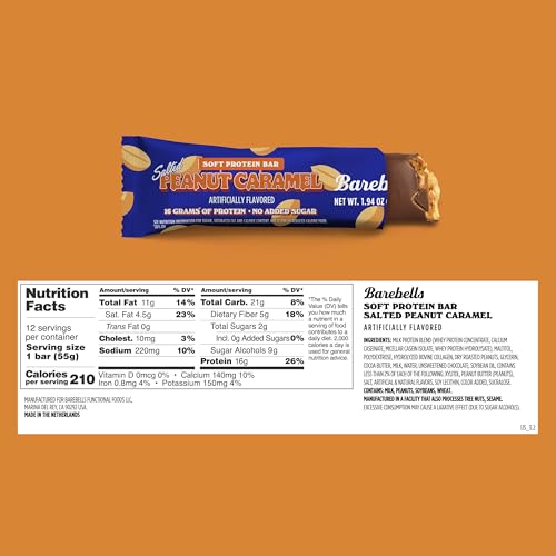 Image 2 of BAREBELLS Soft Protein Bars Salted Peanut Caramel - 12 Bars, Pack of 3