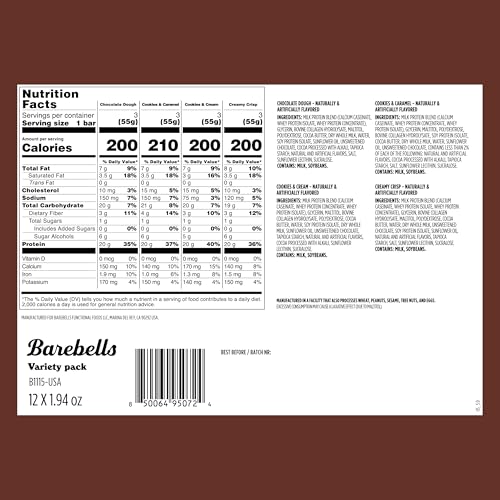Image 2 of BAREBELLS Protein Bars Favorites Variety Pack – 24 Bars 20g of Protein