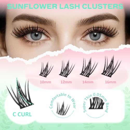 Image 4 of AZENLO Manga Lash Clusters Spider Lashes Anime False Eyelashes Kit 10-16mm