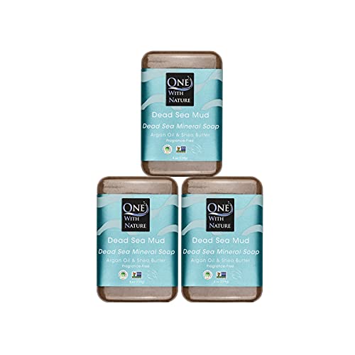 Image 1 of Default Title for the product One With Nature Dead Sea Mud Soap Bar, 4oz 3-Pack, Unscented, Face & Body