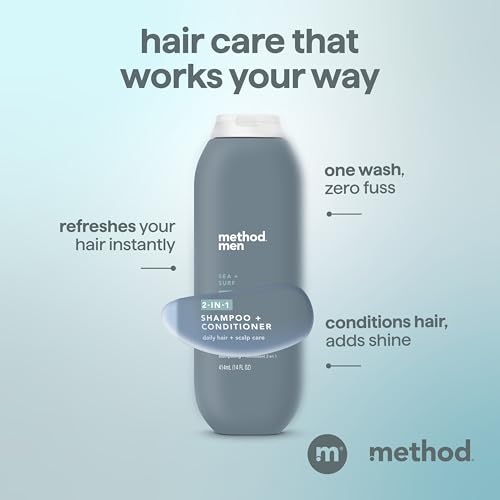 Image 4 of Method Men 2-in-1 Shampoo and Conditioner, Sea + Surf, 14 fl oz