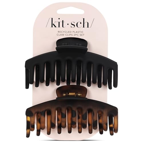 Image 1 of Default Title for the product Kitsch Large Hair Clips For Women - Black & Tortoise, 2pcs
