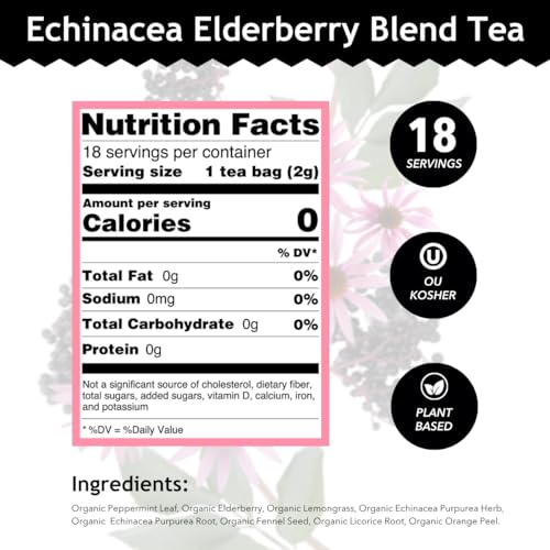 Image 2 of Buddha Teas Organic Echinacea Elderberry Blend Herbal Tea Caffeine Free
