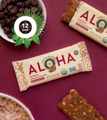 Image 6 of ALOHA Organic Plant Based Protein Bars - Oatmeal Chocolate Chip - 12 Count, 1.9oz Bars