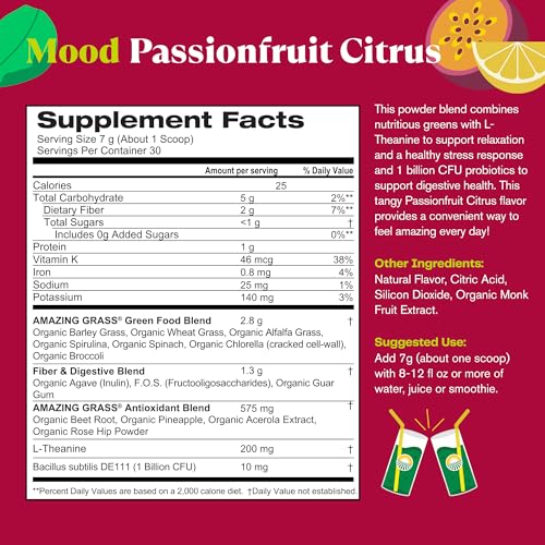Image 3 of Amazing Grass Greens Blend Mood Passionfruit Citrus, 30 Servings