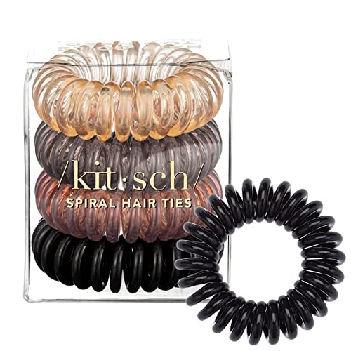 Image 3 of Brunette / 4 Count (Pack of 1) for the product Kitsch Spiral Hair Ties for Women