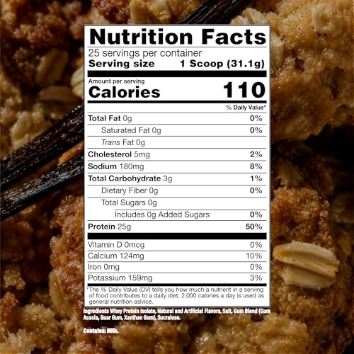 Image 5 of RAW Whey Isolate Protein Powder, Vanilla Oatmeal Cookie - 25 Servings