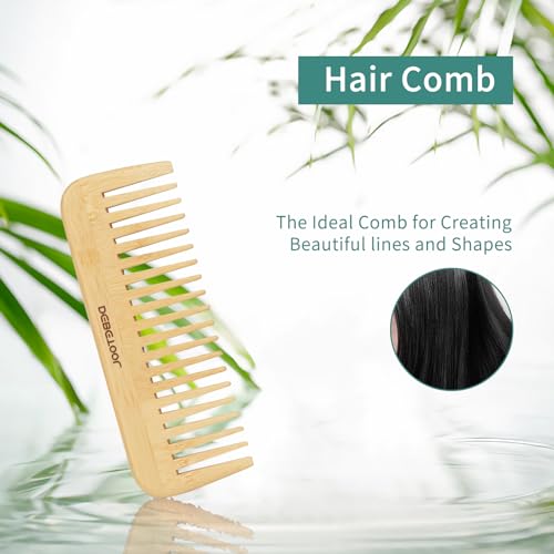 Image 4 of DEBETOOL Bamboo Hair Brush Set, Natural Wooden Paddle Detangling Brush