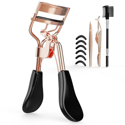 Image 2 of Black for the product Kaasage Eyelash Curler, Professional Stainless Steel Makeup Eyelash Tool