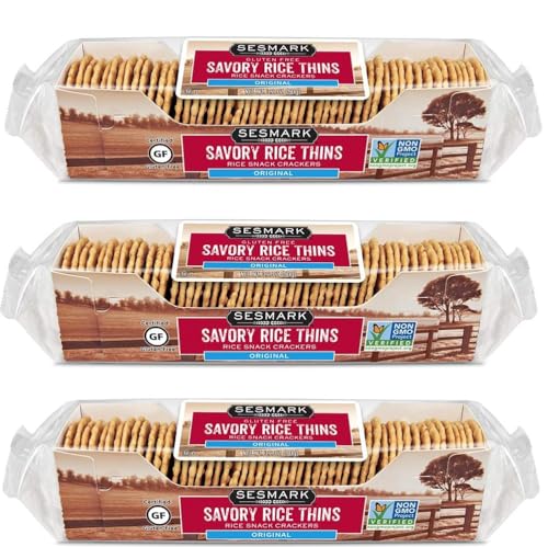 Image 1 of Sesame / 3.2 Ounce (Pack of 3) for the product Sesmark Rice Thins Original, Gluten-Free, Non-GMO, 3.2 oz, 3 Pack