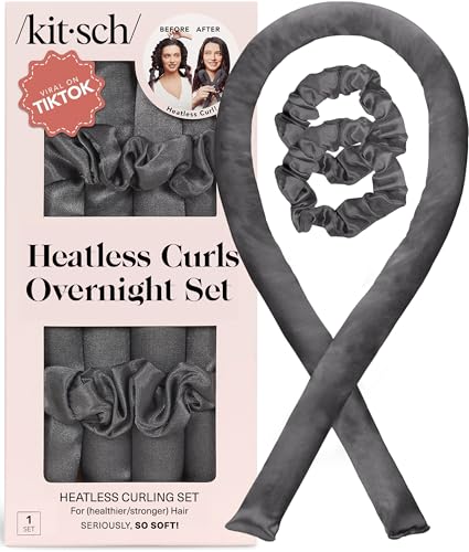 Image 1 of Default Title for the product Kitsch Satin Heatless Curls Overnight Set - Charcoal