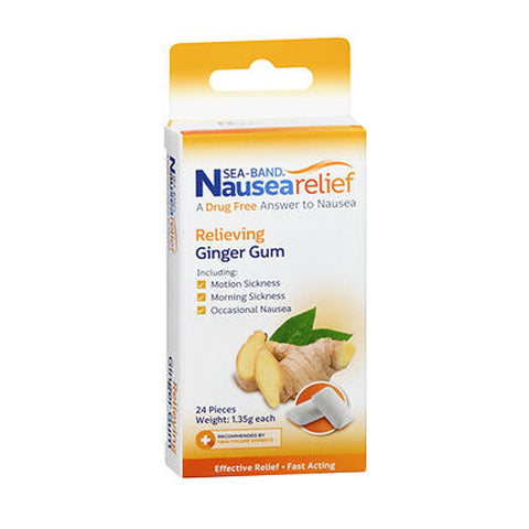 Image 1 of Sea-Band Anti-Nausea Ginger Gum For Motion & Morning Sickness, 24 Pieces